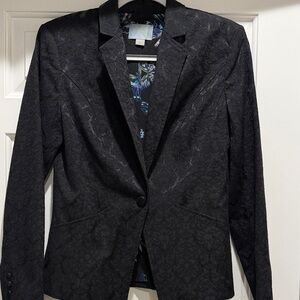 CeCe Black Blazer with Floral Accents